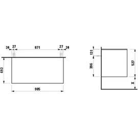 Laufen LANI Schubladenelement, ohne Ausschnitt, 985x495x525mm, H4043201122661, Farbe: verkehrsgrau