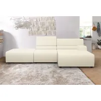 Ecksofa EGOITALIANO "Babouche, Designsofa mit außergewöhnlichem Sitzkomfort zum Wohlfühlen", beige (cremeweiß), B:287cm H:80cm T:98cm, Leder »BULL« (echtes Rindsleder). Geschliffenes, pigmentiertes und behandeltes Rindsleder mit einer Dicke von 1, 3-1, 5 mm. Dieses Leder zeigt eine ziemlich weiche Hand mit einem halb undurchsichtigen Aussehen. Es handelt sich um ein geschütztes Leder. Eine leichte Deckschicht schützt sie vor Flecken, ohne ihre ursprünglichen Eigenschaften zu verändern. Die geschützten Leder