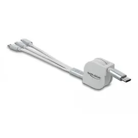 DeLock USB-C auf Micro USB/Lightning 0,98 m Weiß/Silber