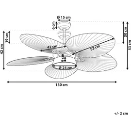 Beliani Deckenventilator mit Licht BORMEJO