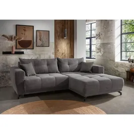 MID.YOU Ecksofa Cord 4-Sitzer Grau
