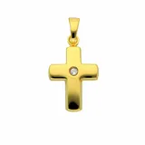Adelia ́s Kettenanhänger Kreuzanhänger 333 Gold (8K) mit Zirkonia, Goldanhänger Kreuz goldfarben