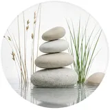 OnlyWow Badematte Steine - Gelassenheit - Grau, Höhe 10 mm, Polyester, Rund, Badezimmerteppich, Badteppich, Rutschfest, Badvorleger, Waschbar grau Rund | 70 cm x 70 cm x 10 mm