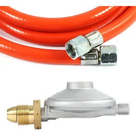 Wiltec Druckminderer 1,5 m Gasschlauch rot/silberfarben