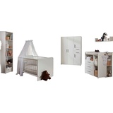 BMG Möbel »Lea«, (Set, 7 St., Bett, Wickelkommode, Schrank, Standregal, Unterstellregal, Wandboard), weiß