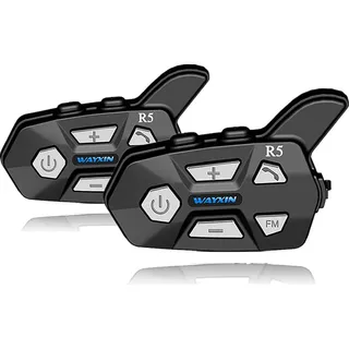 WAYXIN R5 Doppelpack Motorrad Headset für 2 Personen Motorradhelm mit Freisprecheinrichtung