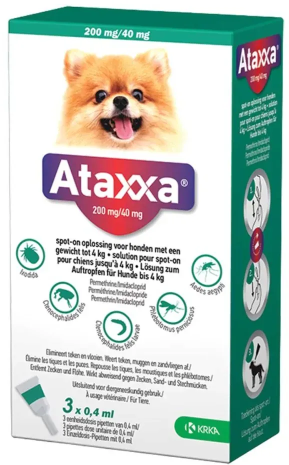Ataxxa 200 mg/40 mg Lösung zum Auftropfen für Hunde bis 4 kg