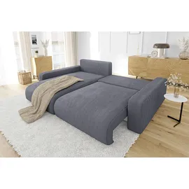 s-style möbel Leon Ecksofa mit Bettfunktion und Bettkasten Grau