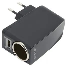 Logilink Steckdosenadapter, 2x USB-Ports und Zigarettenanzünder-Buchse Schwarz