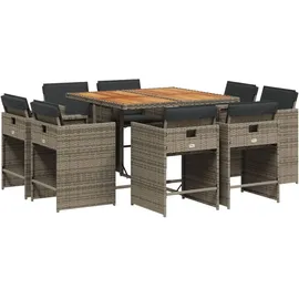 vidaXL Garten-Essgruppe 9-tlg. Grau