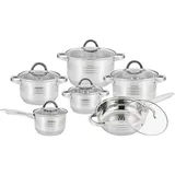 Cheffinger Edelstahl Topf-Set 12-tlg. 4 x Kochtopf + 8 x Deckel