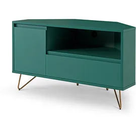 SalesFever Eck TV-Lowboard 100 x 58 x 50 cm Grün/Gold MDF/Metall