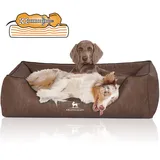 Knuffelwuff Orthopädisches Hundebett Rockland aus Kunstleder - Übergröße XXXL 155 x 105cm - grau