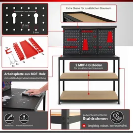 Proregal Werkbank Metall 155x120x60 cm schwarz bestückt
