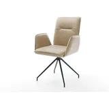 DELIFE Polsterstuhl Vinja-Flex, Kreuzgestell konisch Schwarz Mikrofaser Beige Vintage beige|weiß