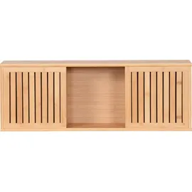 - Sans marque/Générique - Hängeregal mit Schiebetüren Wandregal aus Bambus Badezimmerregal Küchenregal Regal im Japandi Stil 93x20x33cm Natural
