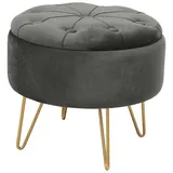 Akord Pouf aus Samt 38 x 33 x 38 cm Grau/Pink/Rosa
