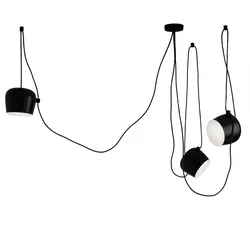 Flos - AIM LED-Pendelleuchten-Set (3 Pendelleuchten + Vielfach-Rosette), schwarz