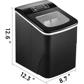 Vevor 12kg Eiswürfelmaschine mit LCD Anzeige Eiswürfelbereiter Schwarz Kommerzielle Eismaschine Ice Maker - Schwarz