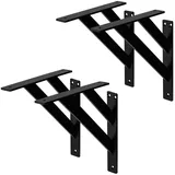ML-Design 4 Stück Regalhalterung 24 x 24 cm Schwarz Aluminium Schwebende