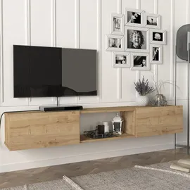 [en.casa] Paltamo TV-Lowboard 180 x 31 x 28,5 cm Beige Holz