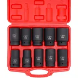 Schlagschrauber Nüsse Satz 1 Zoll 10tlg 24mm - 46mm Kraft LKW Kraftnüsse Nuss Set 88mm Steckschlüssel Schlagnüsse Satz mit Aufbewahrungskoffer