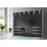 Wiemann Schwebetürenschrank »Malibu, stilvolles Design, Made in Germany«, mit Glasfront, in verschiedenen Breiten, Schubladen Selbsteinzug weiß/Graphitglas, , 689867-0 B/H/T: 300cm x 217 cm x 67 cm