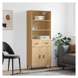 furnicato Highboard Sonoma-Eiche 69,5 x 34 x 180 cm aus Holzwerkstoff und Metall (1 St), Stabiler Schrank mit viel Stauraum und Wandhalterung für Wohnzimmer braun 34 cm x 180 cm x 69.5 cm