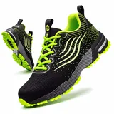 CYKYGGO Arbeitsschuhe Herren Sicherheitsschuhe Damen Leicht Sportlich Stahlkappe mit Dämpfung Stahlkappenschuhe rutschfest Atmungsaktiv Sneaker Grün 46 - 46 EU