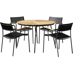 Cinas Gartenmöbelset, 4 Sitzplätze, Teakholz - grau