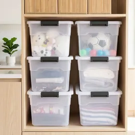 Juskys Aufbewahrungsbox Kunststoff 45 L transparent/weiß 38x30x52 cm