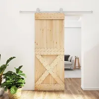 vidaXL Schiebetür mit Beschlag 80x210 cm Massivholz Kiefer