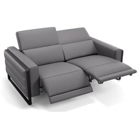 Sofanella 2-Sitzer Leder Deltona, Relaxsofa, Designsofa, Designer Couch, Italienisches Sofa, 2er Sofa grau