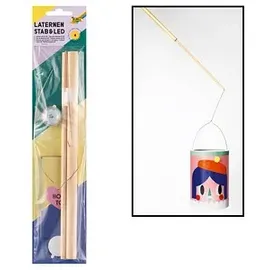 Folia Laternenstab Holz ca. 58 cm inkl. Drahtbügel und 1 LED Licht