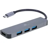 Gembird A-CM-COMBO2-01 USB-C® 3.2 Gen 2) Multiport Hub Grau