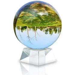 Intirilife Glaskugel mit Ständer in KRISTALL KLAR 130 mm - Kristallkugel mit Glasständer perfekt geeignet für Fotografie