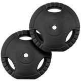 ScSPORTS® Hantelscheiben - 2er Set (1,25/2,5/5/10/15kg), Ø 30/31mm, Tri-Grip, Zement, Kunststoff, Schwarz - Hantelscheiben-Set, Gewichtsscheiben, Fitness Scheiben (20 kg (2 x 10 kg))