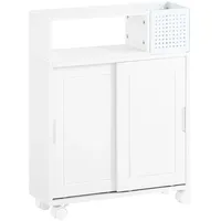 SoBuy Nischenschrank mit Rollen 17cm Nischenwagen Schmales Regal Weiß