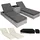 Tectake 2er Set Aluminium Rattan Sonnenliegen, wetterfest und UV-beständig, Tisch mit Staufach, inklusive 2 Bezugssets und Schutzhülle