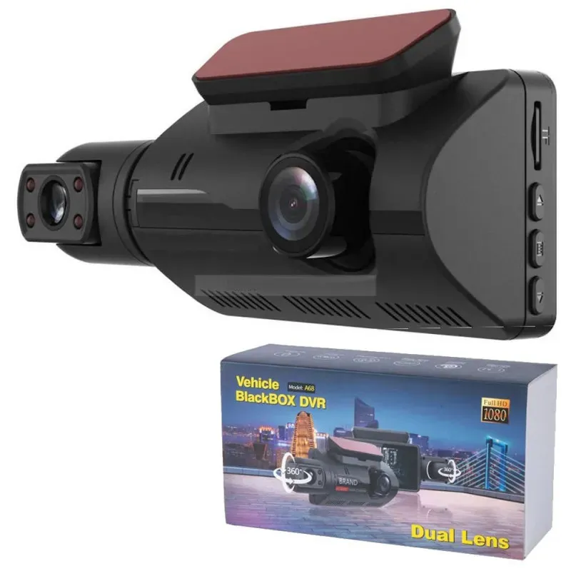 Autokamera, Dashcam, aufzeichnende Videokamera fürs Auto Full HD 1080P 2 Kameras + 32 GB Micro‐SD‐Karte mit