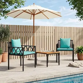 vidaXL Gartenmöbel-Set 3-tlg. Schwarz/Türkis