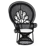 Casa Padrino Luxus Lounge Sessel Rattan Schwarz 106 x 71 x H. 148 cm Pfausessel