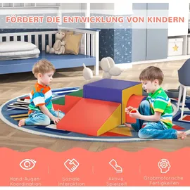 Homcom 4er-Set Schaumstoff Bausteine Riesenbausteine Bauklötze Bauspielzeug Schaumstoffblöcke für 1-3 Jahre alt Kinder Kunstleder EPE