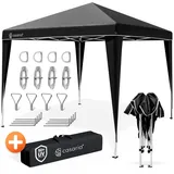 CASARIA Pavillon Capri 3x3m Pop-Up UV-Schutz 50+ Wasserdicht Winterfest mit Tasche Faltbar Stabil Camping Garten Faltpavillon Partyzelt schwarz