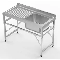 Chefgastro 600 Zusammenklappbare Spültisch 1200 1R BxTxH 1200x600x910mm