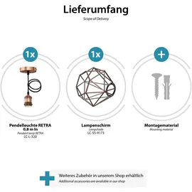 ledscom.de RETRA 1-flg. E27 30 cm Käfig-Schirm bronze
