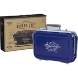 Gentlemen's Hardware Tragbarer Grill, leichter Koffer-Stil in Edelstahl, Farbe: navy/blau, 32 x 31,5 x 40 cm, GEN253, Grill und Kohleschale inklusive