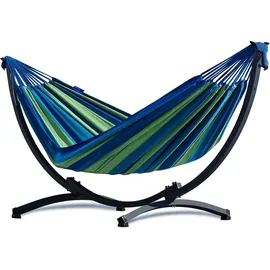 Potenza Hängematte mit Gestell I Stabiler Rahmen 200kg - 250cm Balkon I Hängematte 200x120cm I Indoor Outdoor Garten Pool Terrasse Stahl - Blau/Grün/Grau
