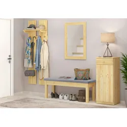 Erst-Holz Sitzbank Küchenbank Kiefer natur massiv Holzbank Polsterbank 120x40 grau 90.71-39P21