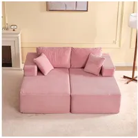 LuxusKollektion Schlafsofa Modulsofa 194 cm Ecksofa Boneless Schlafsofa Rosa Recamiere-Sofa rosa
